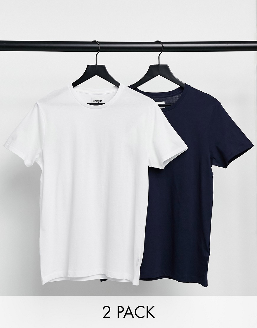 Wrangler – Marinblå t-shirt i 2-pack