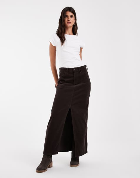 Wrangler maxi skirt in brown - view 1