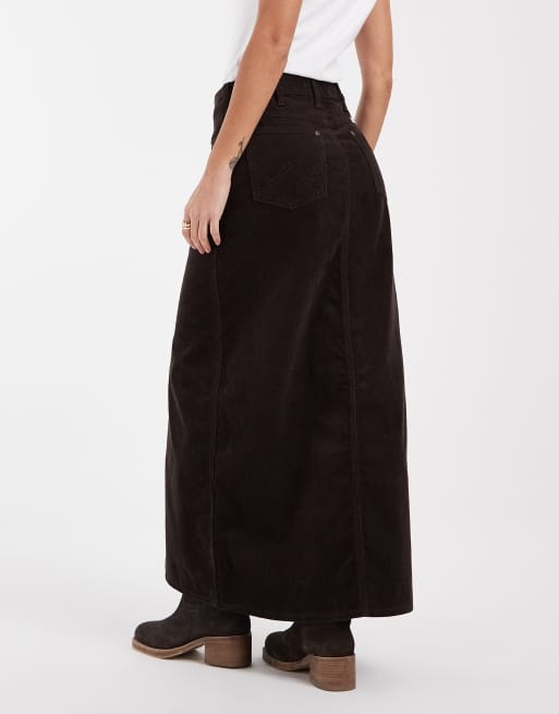 Wrangler maxi skirt in brown, 2 of 5