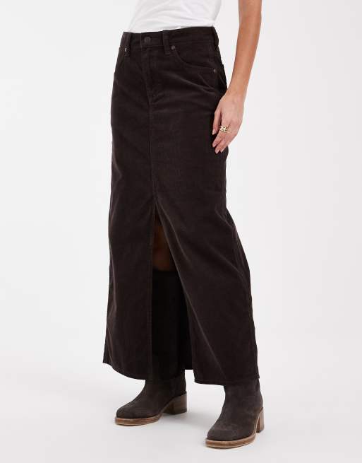 Wrangler maxi skirt in brown, 3 of 5