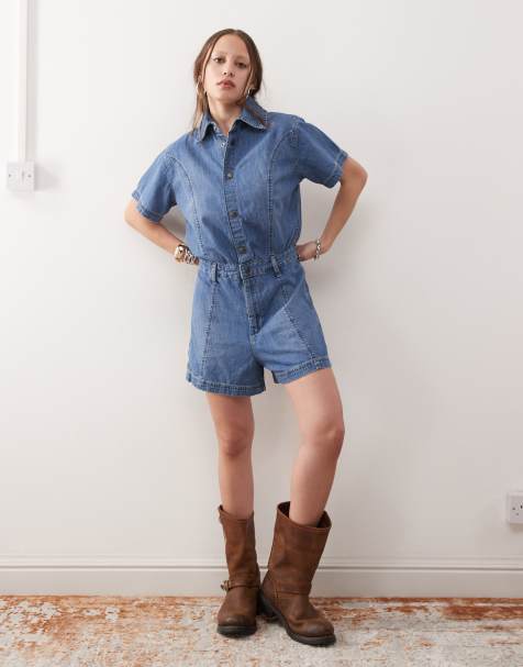 Wrangler - Mellemblåt playsuit i denim - view 1