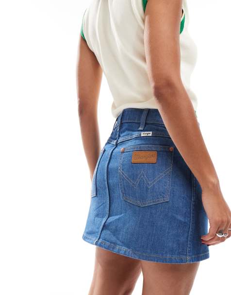 Wrangler – Mini-Jeansrock in verwaschenem Blau - view 1
