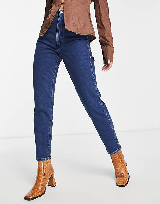 Wrangler - Mom jeans met hoge taille in mid-wash blauw