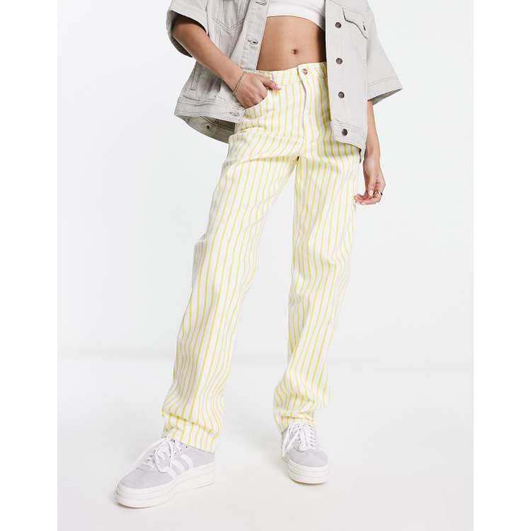 Wrangler mom straight fit striped jeans in yellow | ASOS