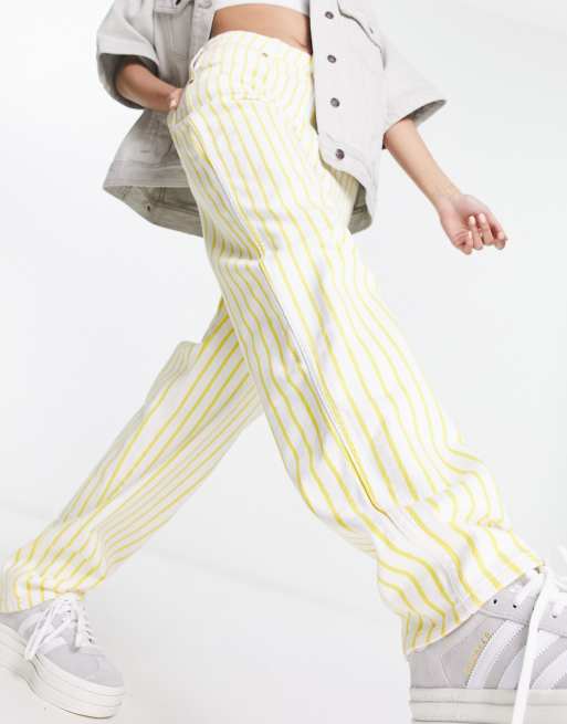 Mustard and store white striped pants