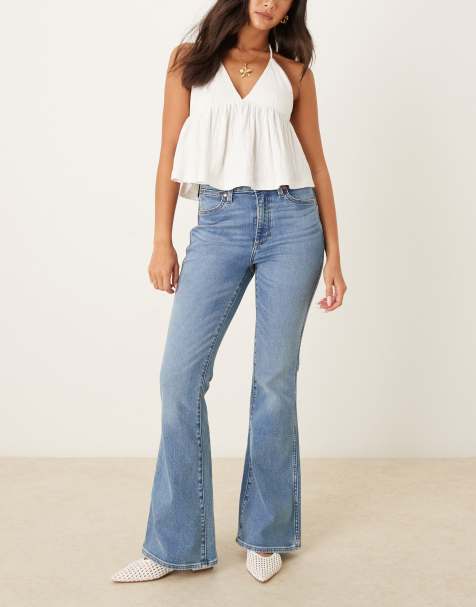 Wrangler Montana flare jeans in light blue acid wash - view 1
