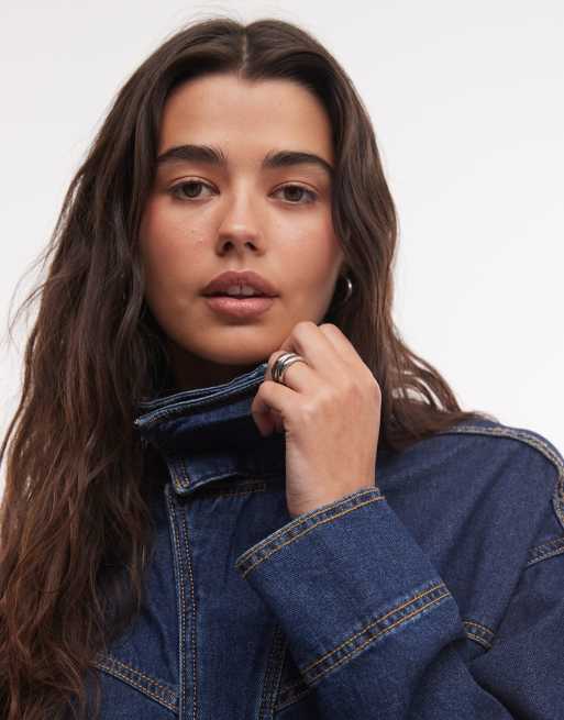 Wrangler moto denim jurk in blauw, 3 van 4