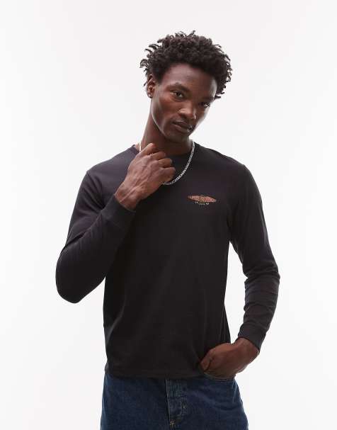 Wrangler Motorcycle Club - Sort T-shirt med lange ærmer og logo på brystet - view 1