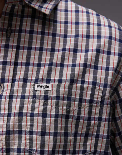 Wrangler - Naturfarvet skjorte med lange ærmer og tern, 5 af 5