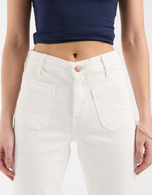 Wrangler – Naturvita, utsvängda jeans med fickor framtill, 5 av 5