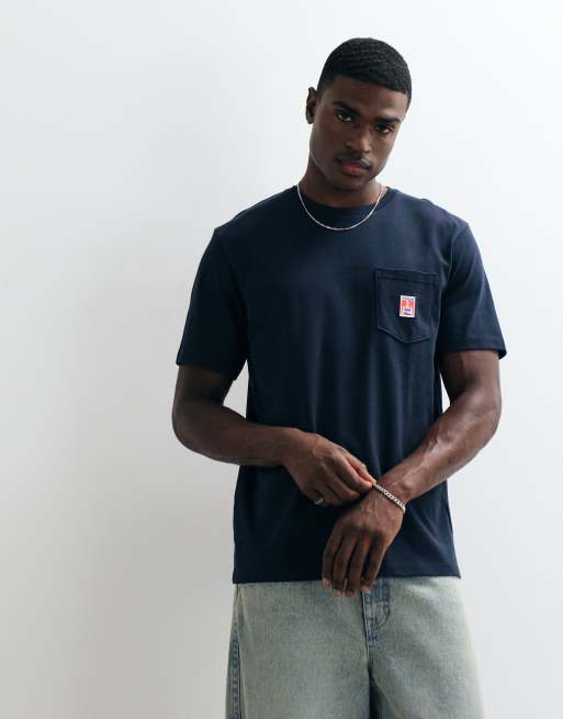 Wrangler – Niebieski T-shirt z kieszenią, 5 z 5