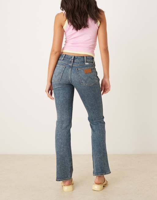 Wrangler – Niebieskie jeansy bootcut z niskim stanem, 2 z 5
