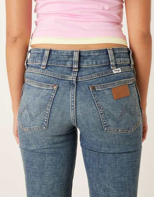 Wrangler – Niebieskie jeansy bootcut z niskim stanem, 4 z 5