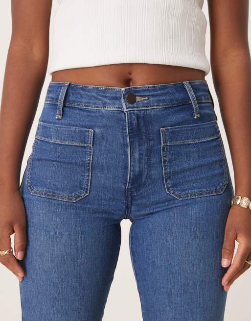 Wrangler – Niebieskie jeansy dzwony z kieszeniami z przodu, 5 z 5