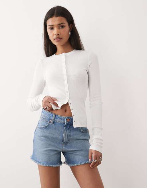 Wrangler – Niebieskie szorty jeansowe mini, 4 z 5