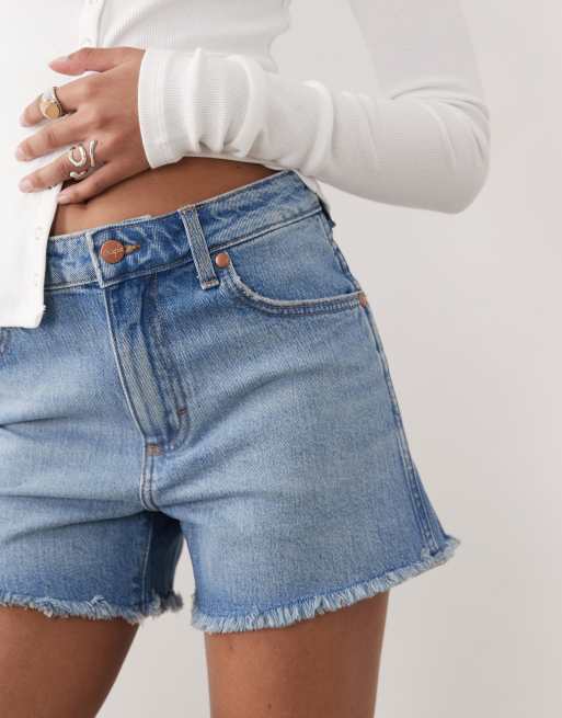 Wrangler – Niebieskie szorty jeansowe mini, 5 z 5