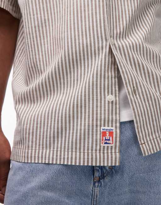 Wrangler – Olivgrön overshirt med korta ärmar och platt krage, 5 av 5