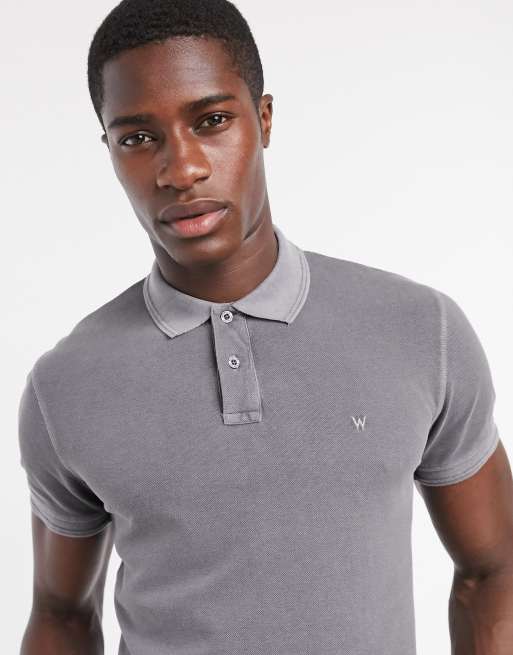 Wrangler overdye polo shirt in faded black | ASOS