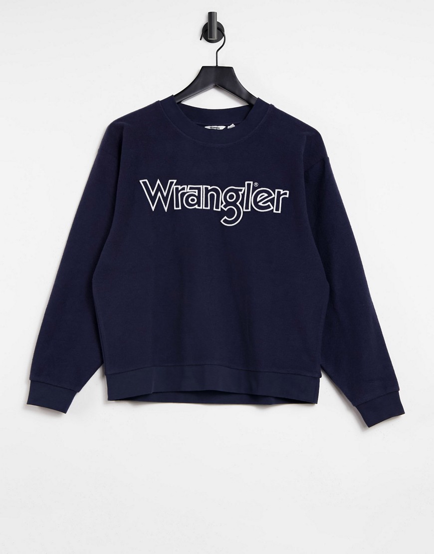 Wrangler oversized sweatshirt with chest logo in navy