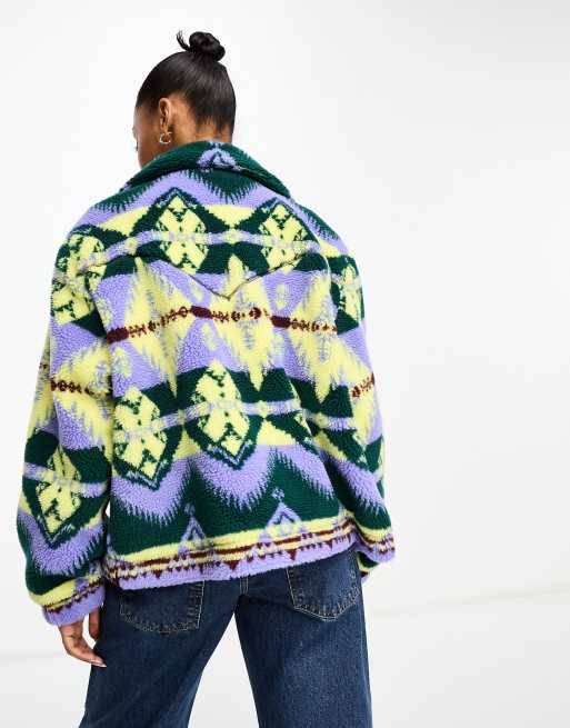 Wrangler - Pile con stampa multicolore e zip, 3 di 4