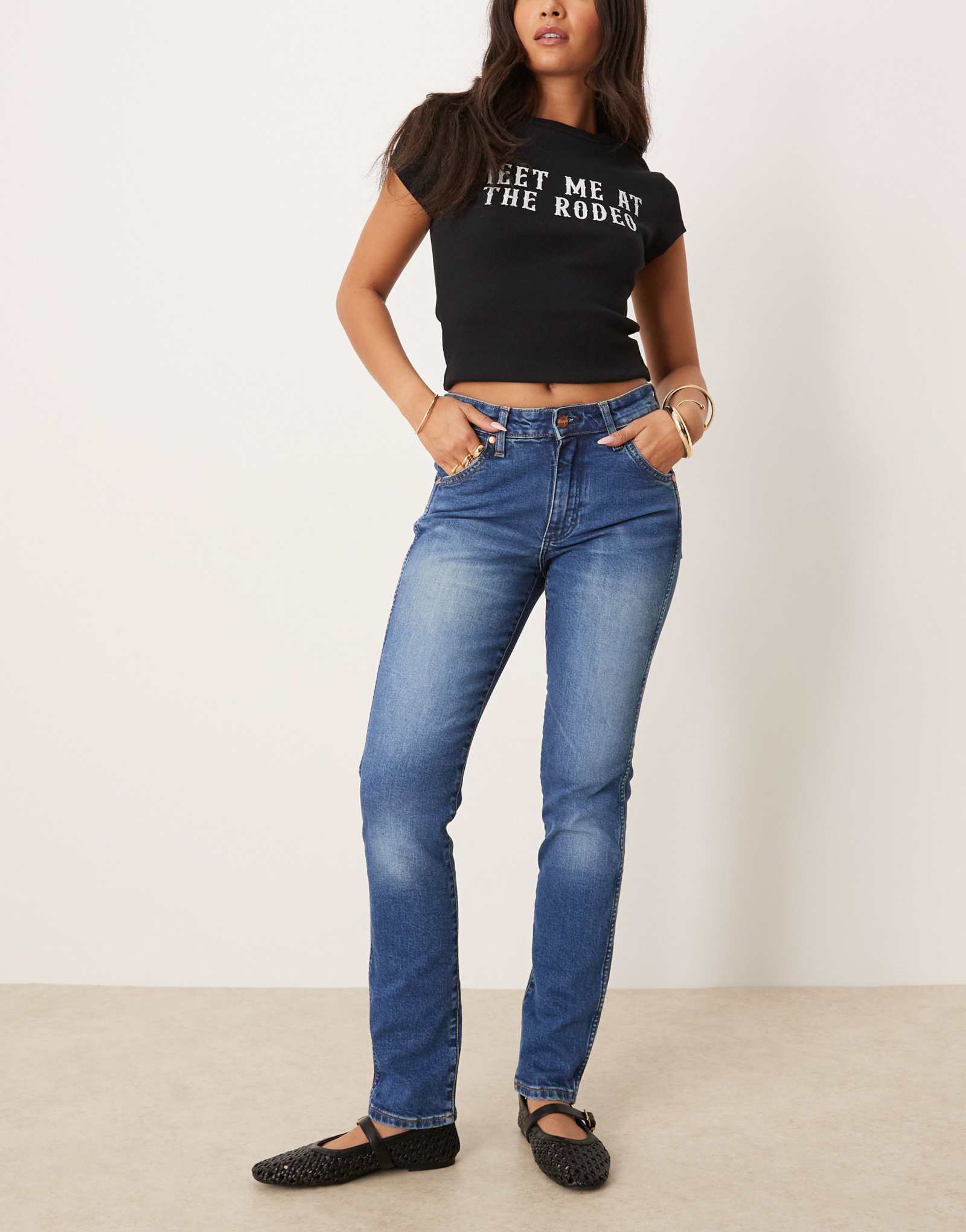 Джинсы-скинни Wrangler Piper темно-синего цвета