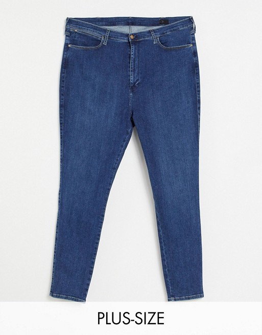 Wrangler Plus aruba skinny jeans in midwash blue