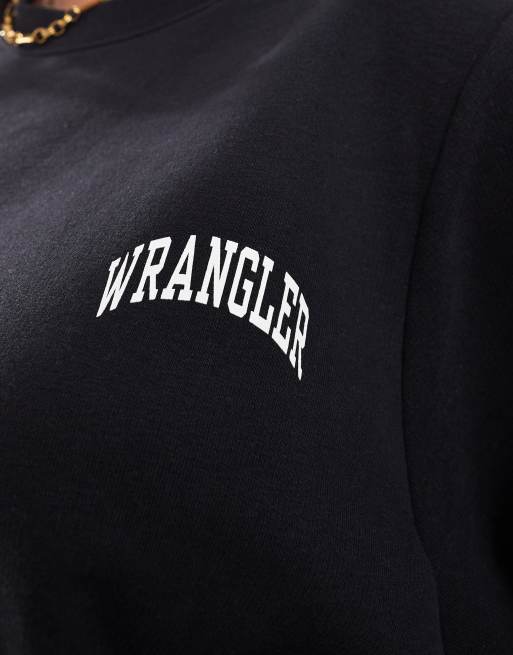 Wrangler Plus - Falmet sort sweatshirt med rund hals og lille logo, 3 af 4