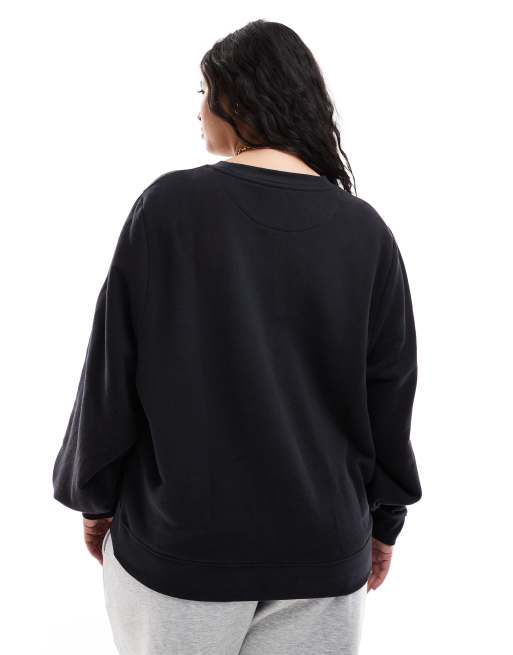 Wrangler Plus - Felpa girocollo nero sbiadito con logo piccolo, 2 di 4