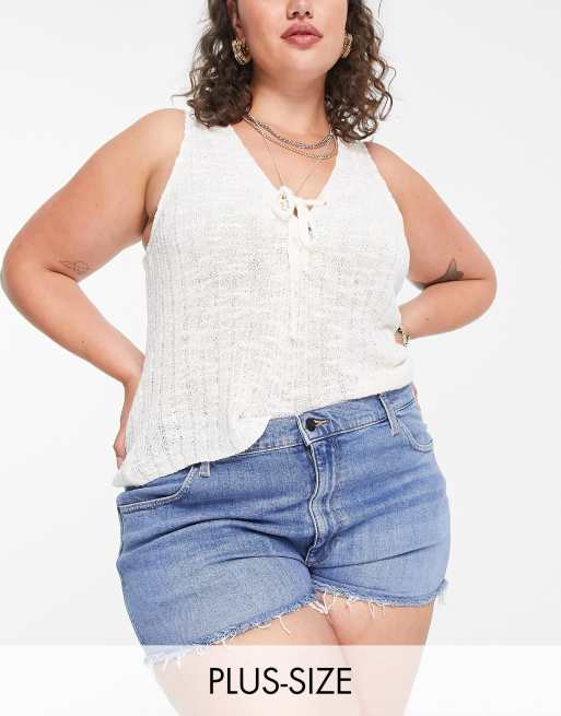 Plus Shelby High Waisted Black Denim Short, 60% OFF