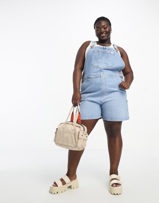 Jean overall shorts hot sale plus size