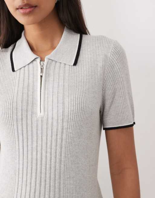 Wrangler - Polo à col zippé - Gris et noir, 3 de 4