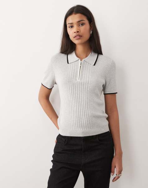 Wrangler - Polo grigia e nera con zip corta - view 1