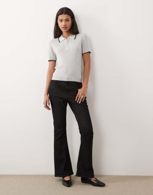 Wrangler - Polo met korte rits in grijs en zwart, 2 van 4