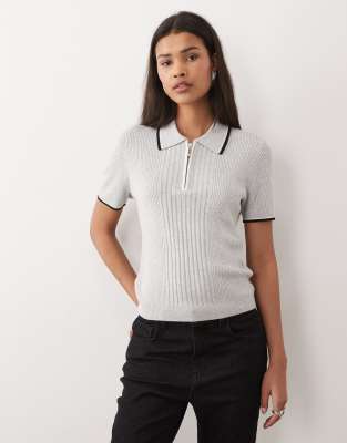 Wrangler quarter zip polo in grey and black