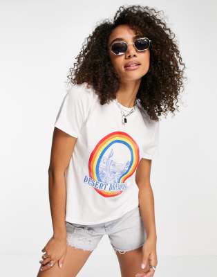 Wrangler rainbow logo front t-shirt in white | ASOS