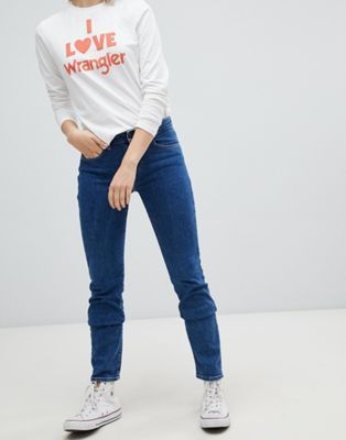 Wrangler - Rechte jeans met normale taille-Blauw