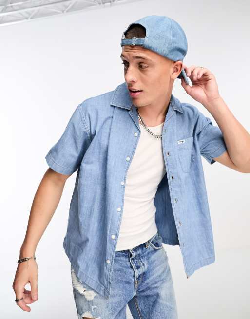 Wrangler resort denim shirt in light blue
