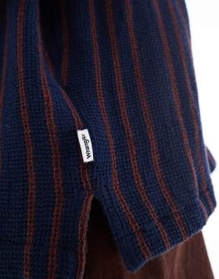 WRANGLER RESORT SHORT SLEEVE RELAXED WOVEN STRIPE COTTON DOBBY SHIRT