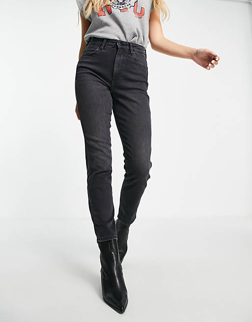 Wrangler retro skinny jeans in black track | ASOS