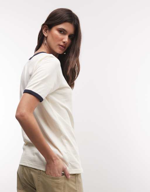 Wrangler ringer t-shirt in off white, 4 of 4