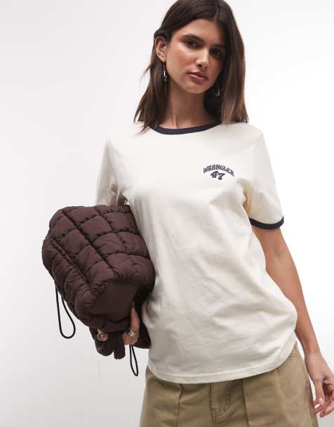 Wrangler Ringer-T-Shirt in Wollweiß - view 1