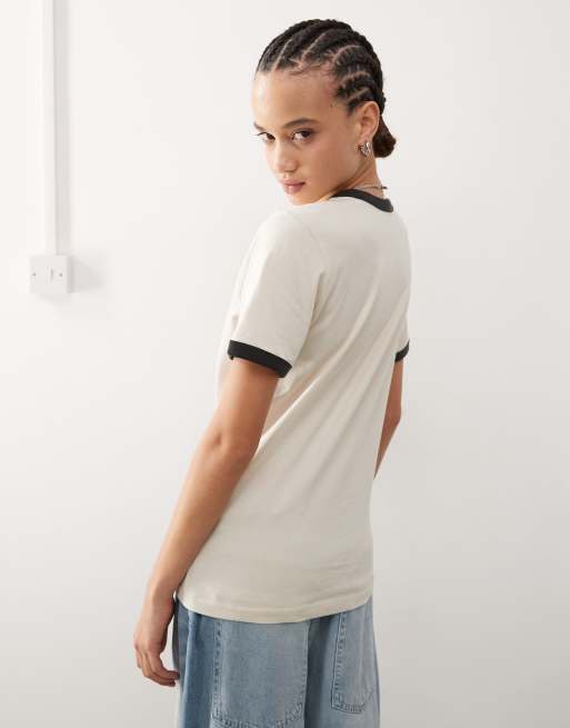 Wrangler - Ringer T-shirt met print op de borst in vintage wit, 4 van 4