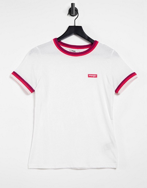 Wrangler ringer t-shirt with contrast trim in white