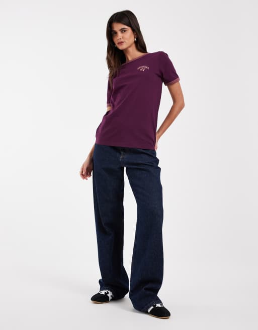 Wrangler ringer tee in purple, 3 of 4
