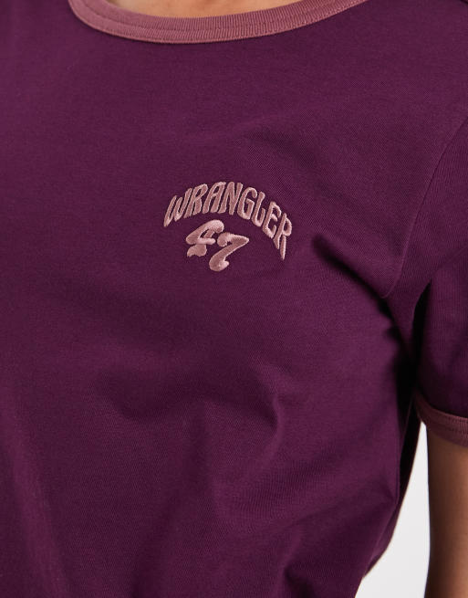 Wrangler ringer tee in purple, 4 of 4