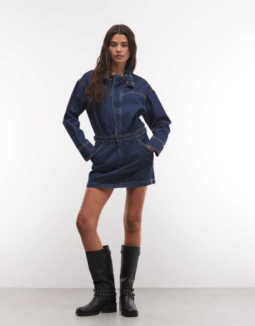 Wrangler robe en jean style motard bleue, 2 de 4