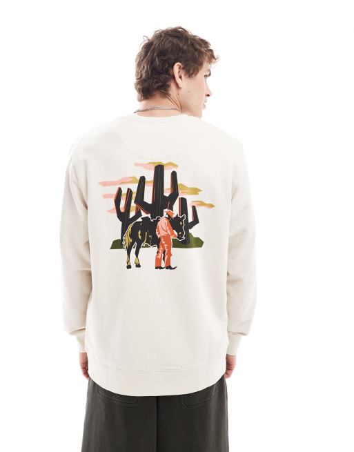 Wrangler - Ruimvallend sweatshirt met cowboyprint op de achterkant in gebroken wit