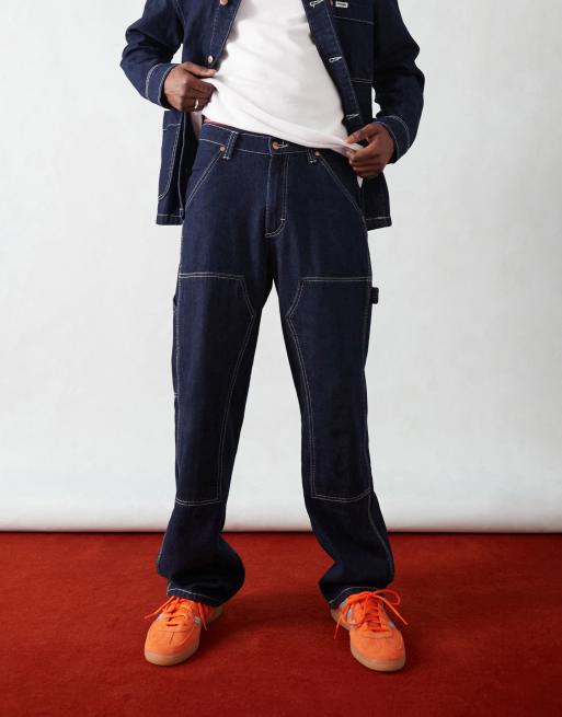 Wrangler - Ruimvallende rechte jeans met inzetstukken in donkere wassing, deel van co-ord set