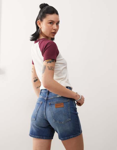 Wrangler - Short en jean 5 pouces style cowboy - Bleu moyen vintage - view 1
