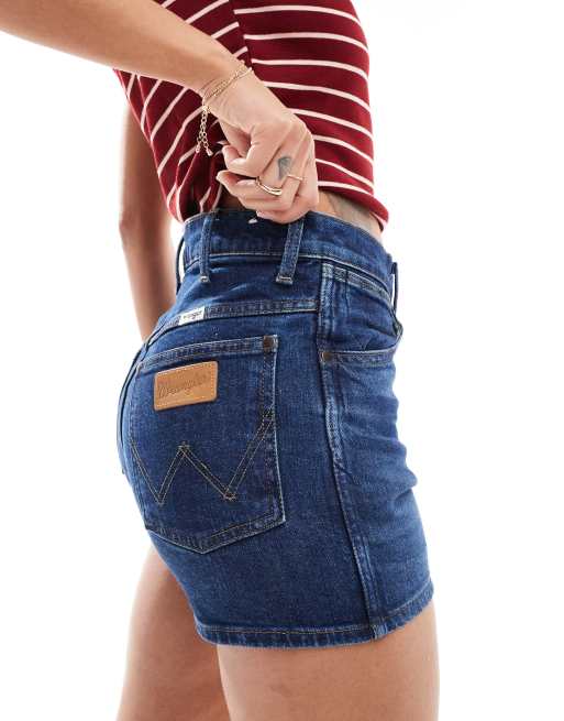 Wrangler - Short en jean à taille haute style festival - Bleu foncé, 4 de 5